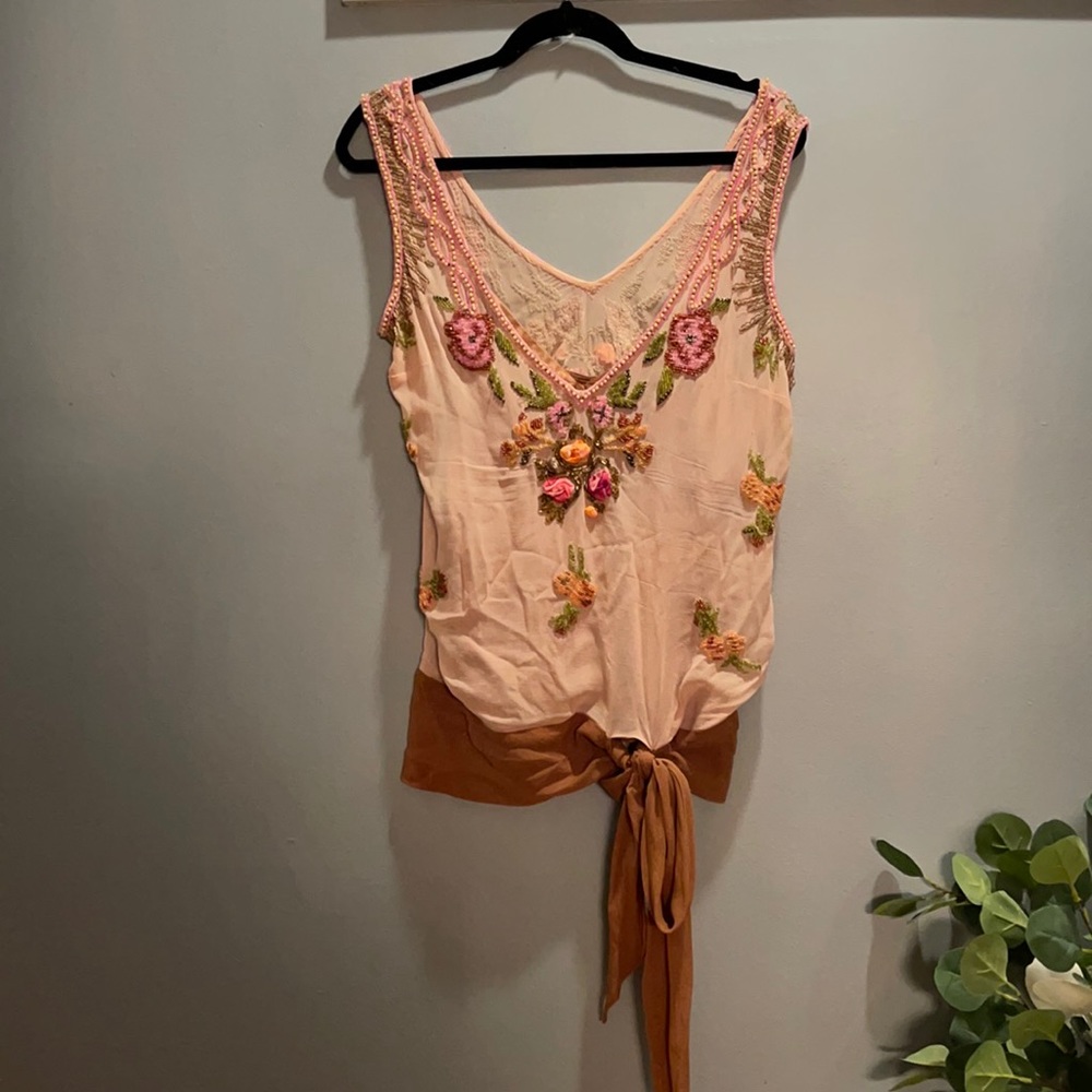 Vintage Tracy Reese beaded silk top - size 10